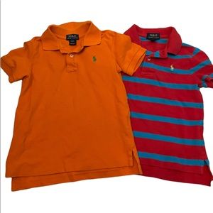 Set of Two Polo by Ralph Lauren 4t Orange, Red Blue Striped Shirts